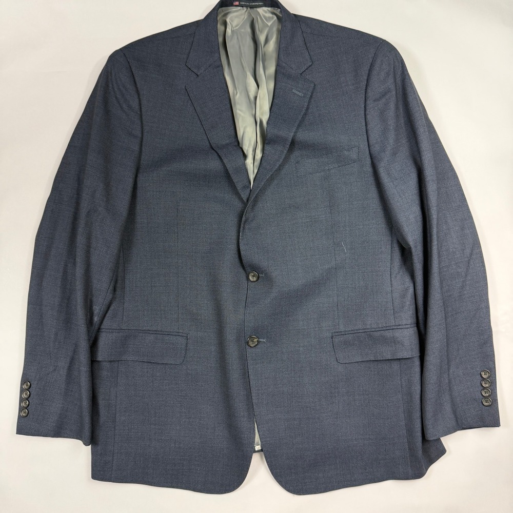 VTG NWOT Hart Schaffner Marx Men Blazer Sport Coat 48L Blue Textured Made in USA